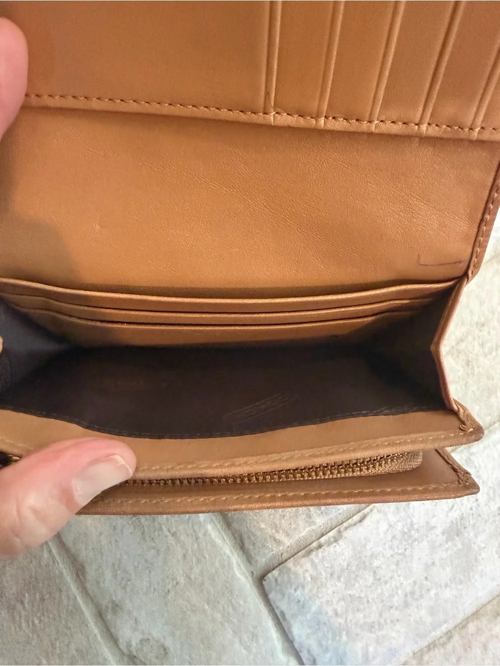 Vintage Y2K Coach Signature Jacquard Leather Bifold Wallet Brown Tan